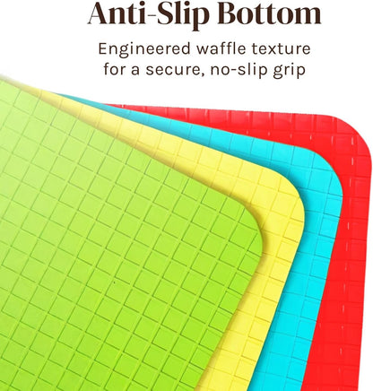 Extra Thick Flexible Plastic Cutting Board Mats, Set of 6 for Kitchen, BPA Free, Non-Slip Waffle Back, Dishwasher Safe Cutting Boards, Color Coded with Food Icons, 15x12 Inch - Cooler Kitchen
