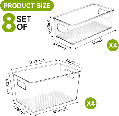 14 Pack Fridge Organizer, Stackable Refrigerator Organizer Bins with Lids PBA-Free, Clear Fridge Organizers and Storage for Kitchen, Countertops, Cabinets, Fridge, Drinks, Fruits, Vegetable, Cereals