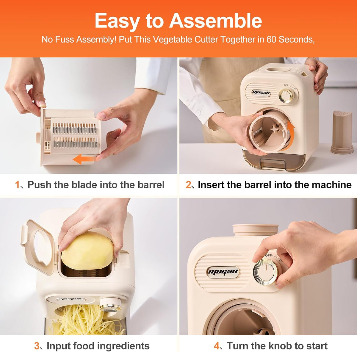 MOGAN 5-In-1 Electric Vegetable Cutter, Commercial Vegetable Dicer Slicer