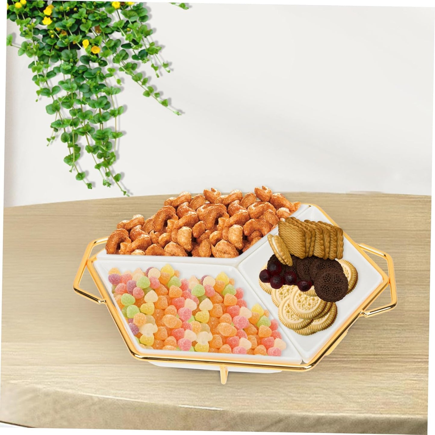 Diamond Platter - Multi-Grids Snack Tray for Dried Fruits Cookies and Candies - Ideal for Kitchen Dining Picnics and Gatherings