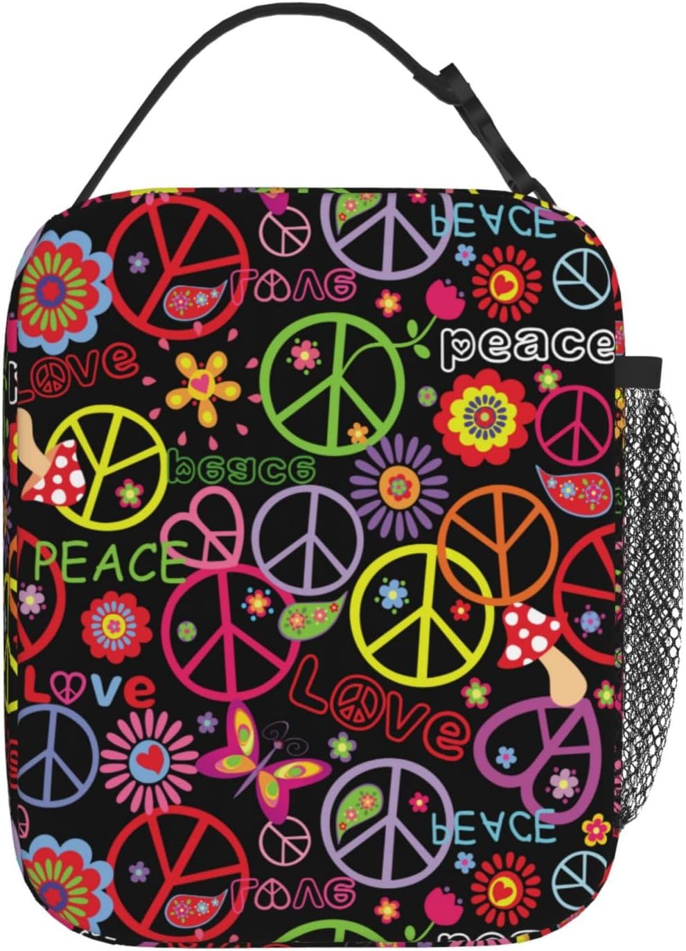 70s Retro Mushroom Floral Insulated Lunch Bag Reusable Cooler Lunch Box Portable Leakproof Thermal Container Tote Bags for Girls Boys School Travel