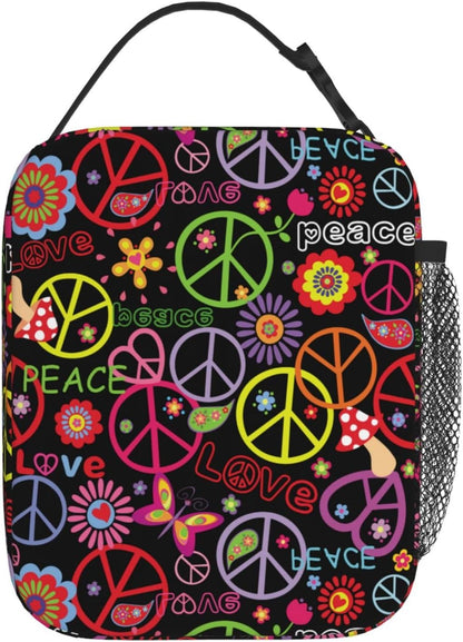 70s Retro Mushroom Floral Insulated Lunch Bag Reusable Cooler Lunch Box Portable Leakproof Thermal Container Tote Bags for Girls Boys School Travel