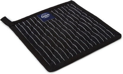 Encasa XO Pot Holders, Quilted Kitchen Hot Pads 8"x8" Black