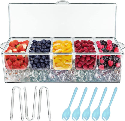 INNOVATIVE LIFE Fruit Trays for Serving for Party, 15 Inch Appetizer Serving Tray on Ice, Party Platters for Serving Food, Clear