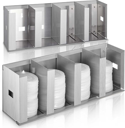 Hicarer 3 Compartments Stainless Steel Cup and Lid Holder, Silver