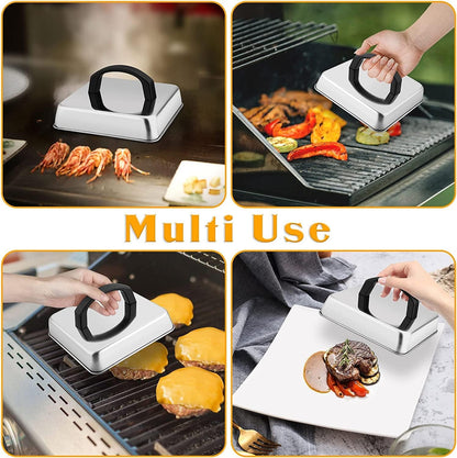 Cheese Melting Dome Set of 3, Leonyo Heavy Duty Rectangular Basting Cover with Adjustable Vent, Stainless Steel Square Griddle Dome for Outdoor Flat Top Grill BBQ