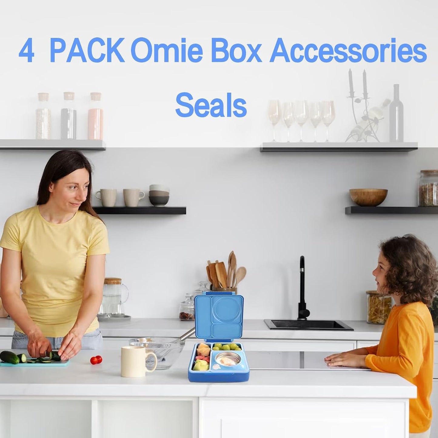 4 pack Lid Seal Gasket For OmieBox,Fit Seal Replacement for Kids Bento Box,Made from Food-Safe Silicone Rubber,Essential Lunch Bento Box Accessories for Kids,Ensures Leak-Proof Freshness(Blue&Purple)