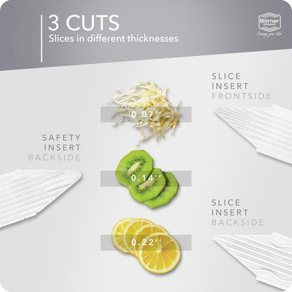 BORNER V Mandoline Slicer Kitchen V1 ClassicLine Starter Set | Vegetable Grater Börner - Quality Made in Germany, Color:White
