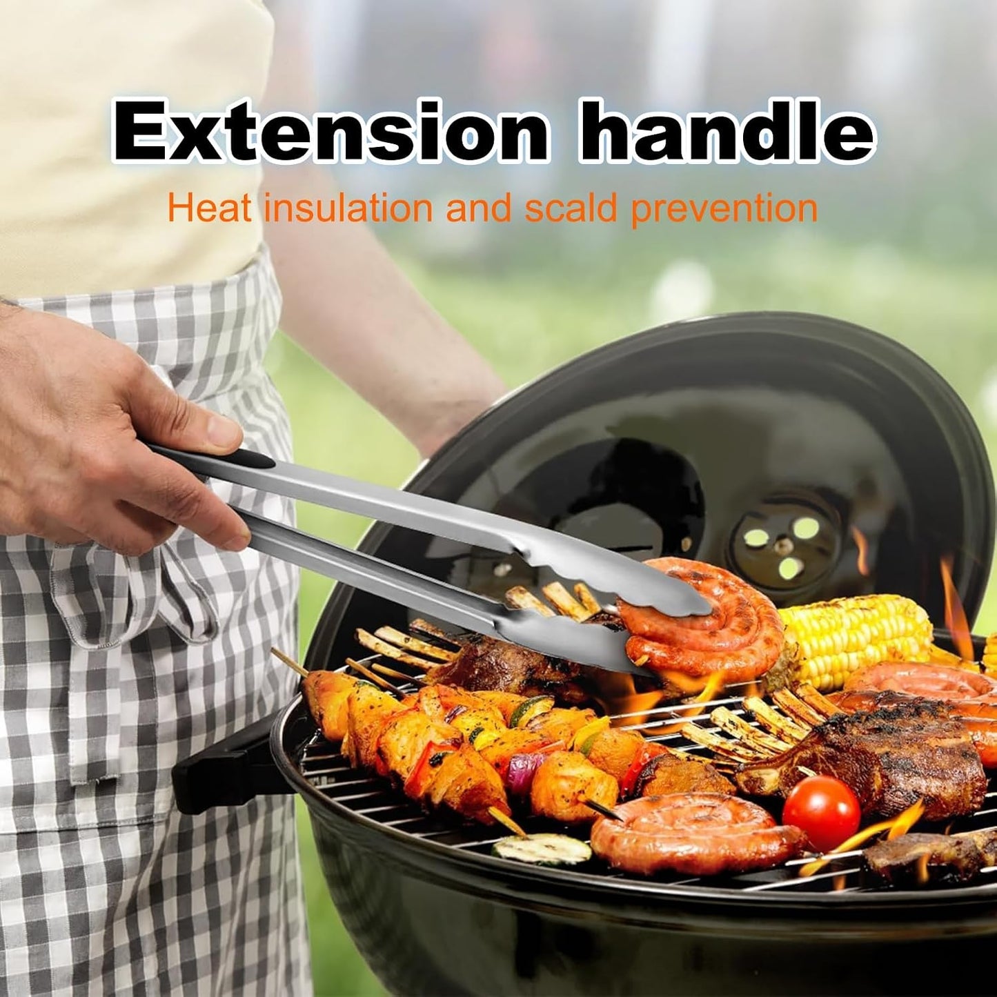 304 Stainless Steel Cooking Tongs Set of 2 (10" & 13") – Heat Resistant 600°F, Brushed Locking Tongs with Ergonomic Grip, Ideal for Kitchen, Salad, BBQ, Dishwasher Safe