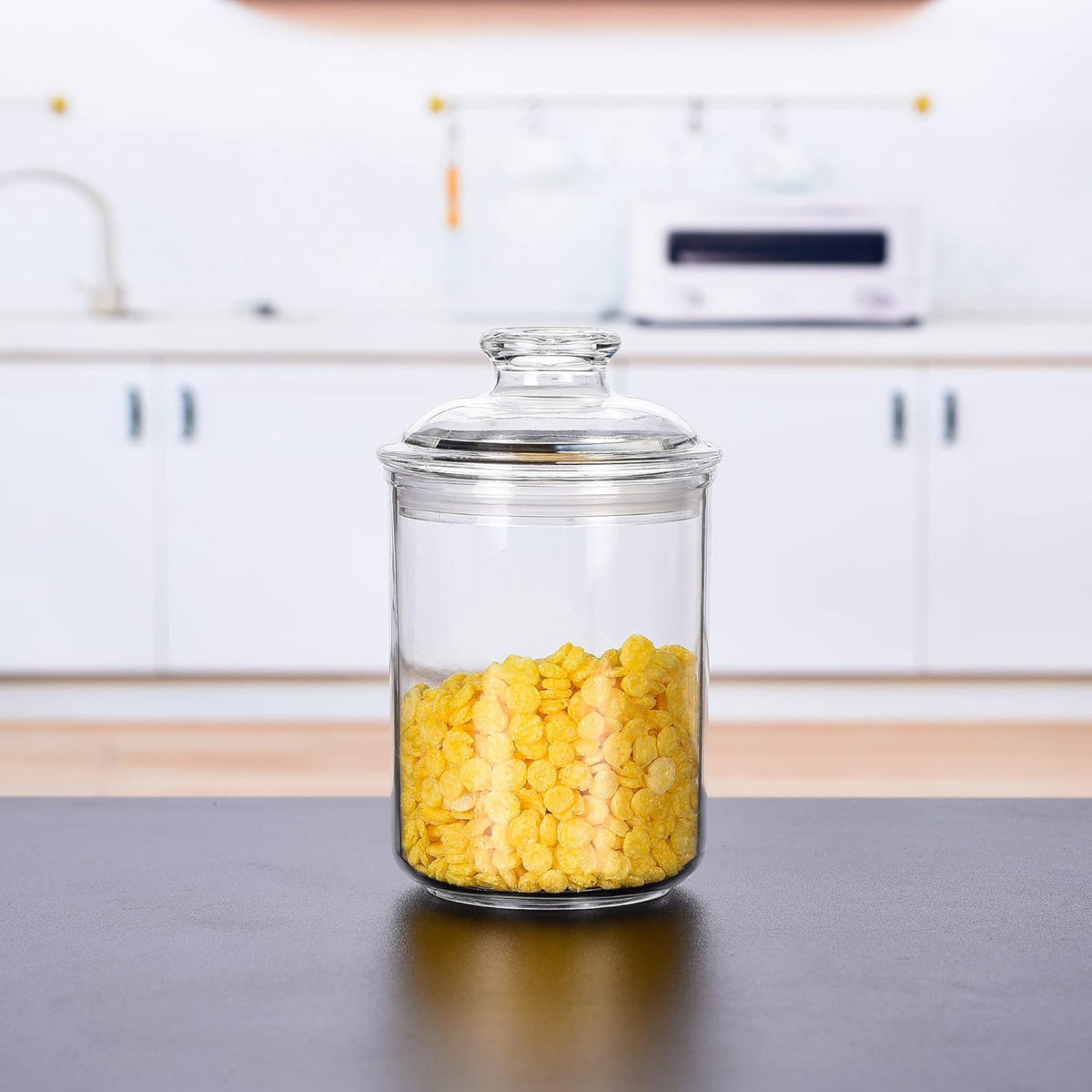 64 oz Reinforced Large Acrylic Canister with Locking Clamp, Airtight Flip Jar | Food Storage Container for Flour, Sugar, Coffee, Candy, Cookie etc