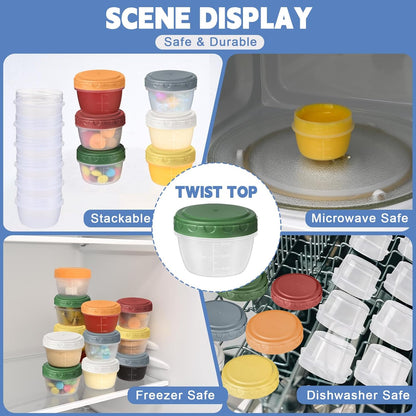 6pcs 10 oz Small Plastic Containers with Lids, Salad Dressing Container Reusable Small Food Storage Containers for Meal Prep, Leakproof, Microwave Dishwasher Freezer Safe, BPA-Free