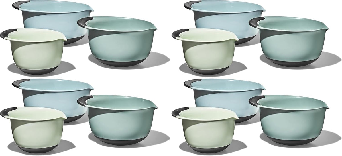 OXO Good Grips 3-Piece Plastic Mixing Bowl Set- Blue, Gray, Jade