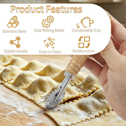 Double Wheel Dual-Head Pastry Cutter, 1Pcs
