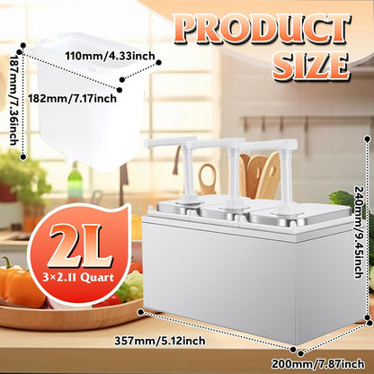 Stainless Steel One-Piece Sauce Pump Dispenser, 1L/2L Condiment Pump with Easy-Press Spring & 360° Nozzle, Detachable Easy Refill Clean, for Kitchen Food Truck Restaurant (1 Pump Head, 1L/EACH)