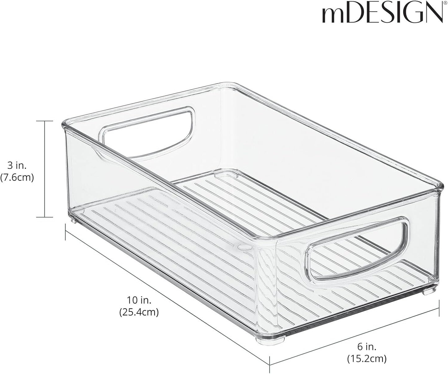 mDesign Plastic Kitchen Organizer - Storage Holder Bin with Handles for Pantry, Cupboard, Cabinet, Fridge/Freezer, Shelves, and Counter - Holds Canned Food, Snacks - 2 Pack - Clear
