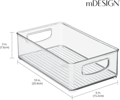 mDesign Plastic Kitchen Organizer - Storage Holder Bin with Handles for Pantry, Cupboard, Cabinet, Fridge/Freezer, Shelves, and Counter - Holds Canned Food, Snacks - 2 Pack - Clear