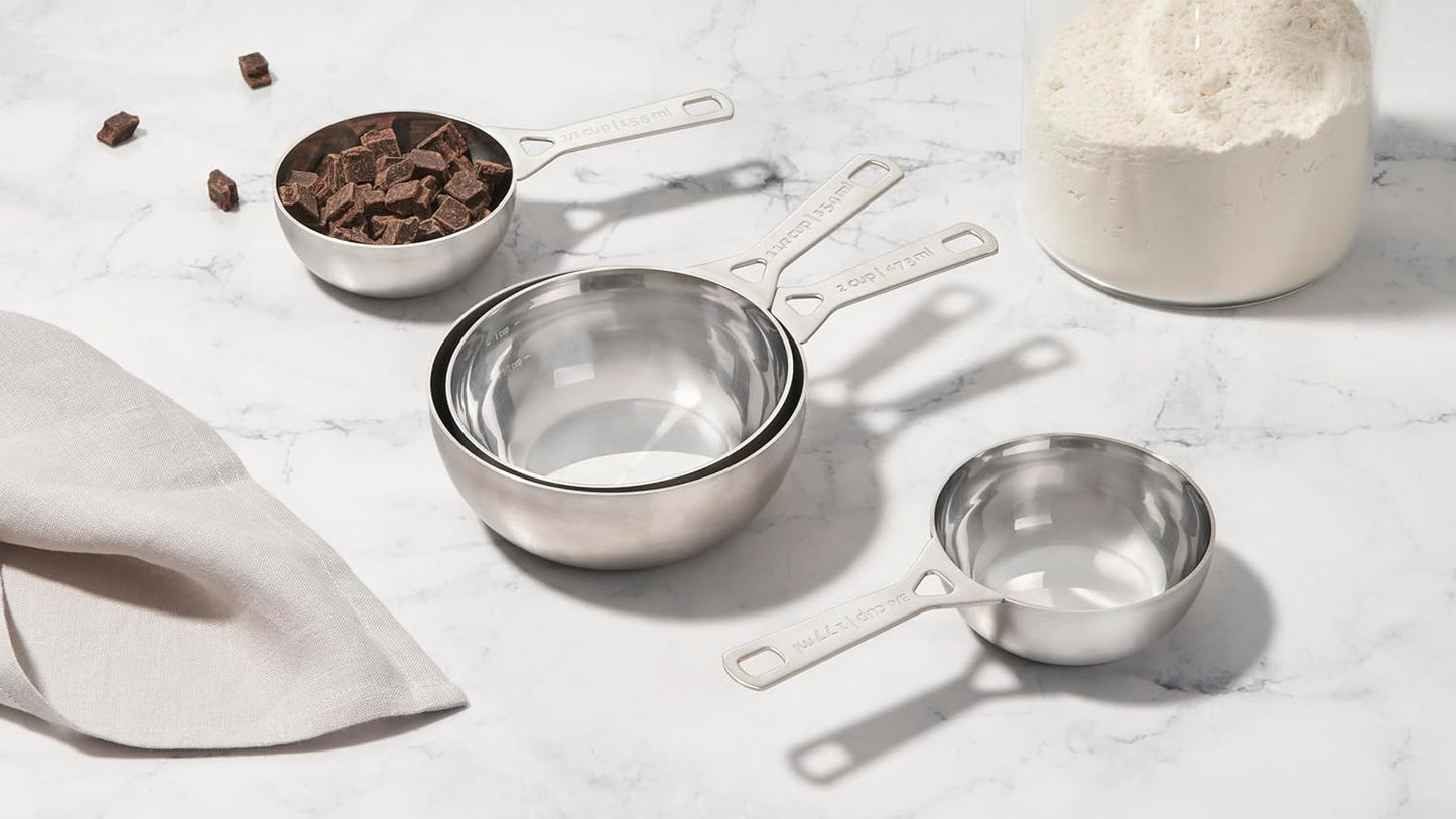 Le Creuset Stainless Steel Batch-Baking Measuring Cups, Set of 4 | Set includes: 2/3, 3/4, 1.5 and 2 cups