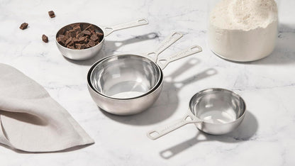 Le Creuset Stainless Steel Batch-Baking Measuring Cups, Set of 4 | Set includes: 2/3, 3/4, 1.5 and 2 cups