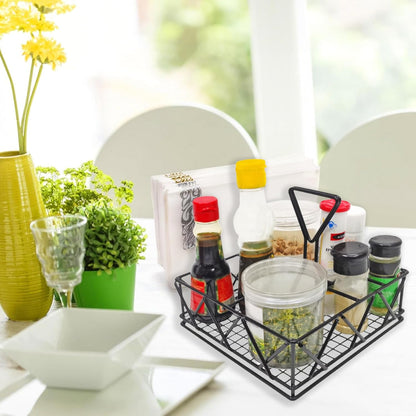 FixtureDisplays® 8 X 8 X 7 Tabletop Condiment Caddy Black Metal Wire Condiment Organization Caddie 19694-NF