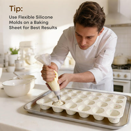 Silicone Muffin Pans for Baking Nonstick 2 Pcs, 12 Cup Regular Cupcake Pan, Food-Grade Silicone Baking Molds for Cupcakes, Egg Bites, Freezer, White