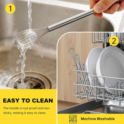 NileHome 3-Pack Stainless Steel Whisk Set, Kitchen Utensils for Cooking