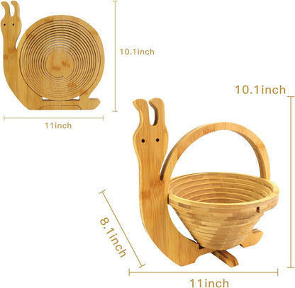 MYOSOTIS Foldable Fruit Basket Collapsible Bamboo Fruit and Veggie Basket Fruit Bowl Holder and Dried Fruit Basket For Holiday Party (Duck)