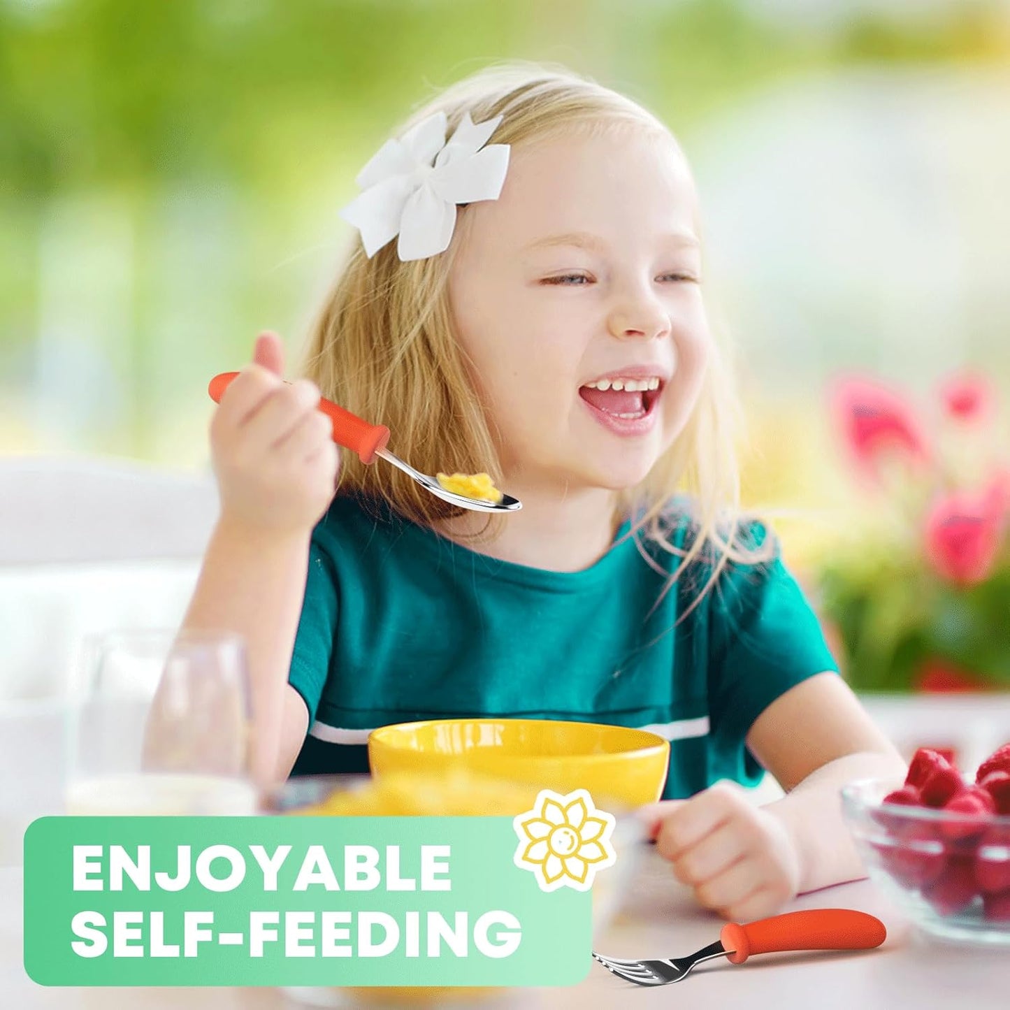 Toddler Utensils, Toddler Forks and Spoons, Baby Utensils Set with Storage Box for Self Feeding Safe, Dishwasher Safe (2 Set with Case)