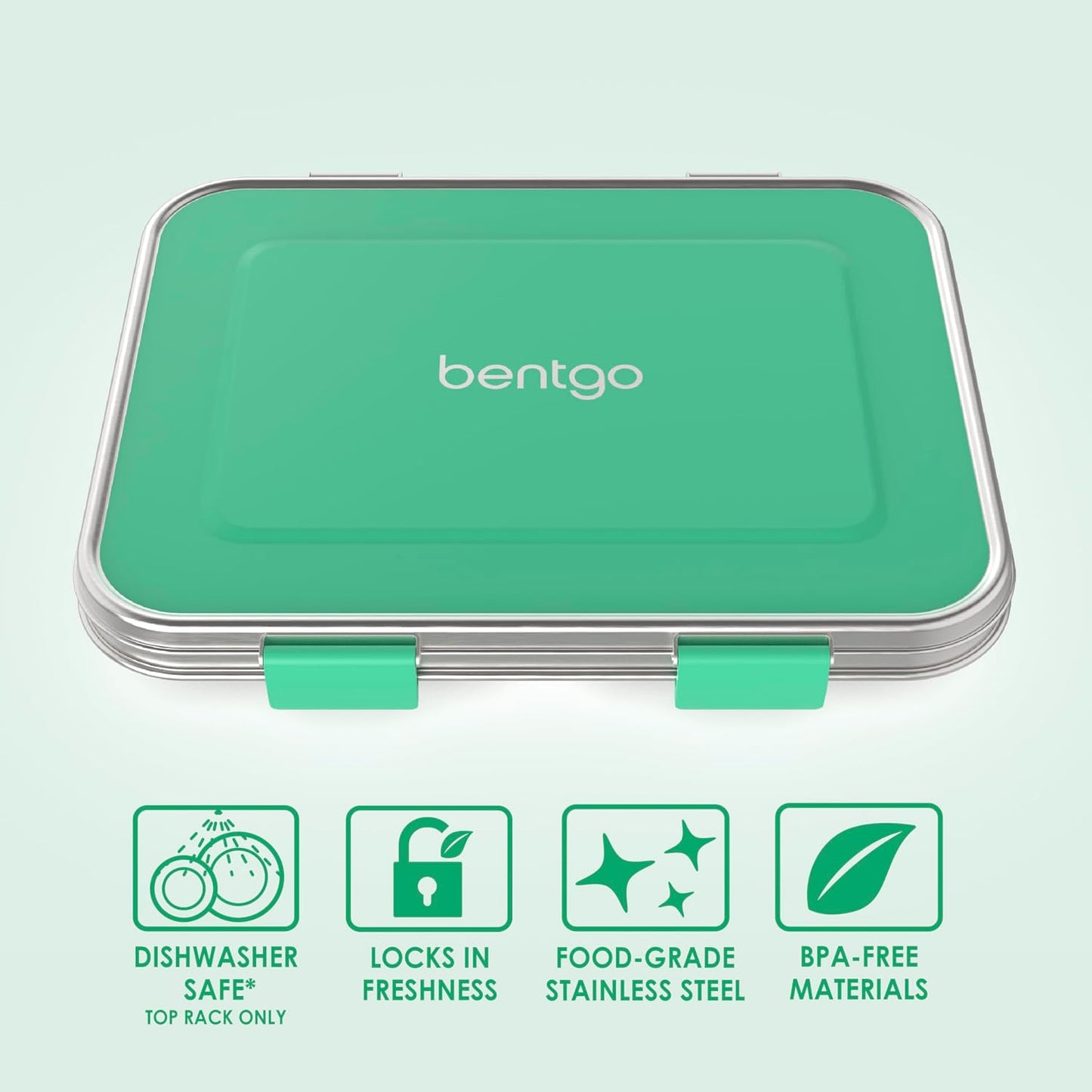 Bentgo Kids Stainless Steel Leak-Resistant Lunch Box - 3-Compartments with Bonus Silicone Container, Durable, Eco-Friendly, Dishwasher Safe, BPA-Free, Ideal for School, Ages 3+ (Silver)