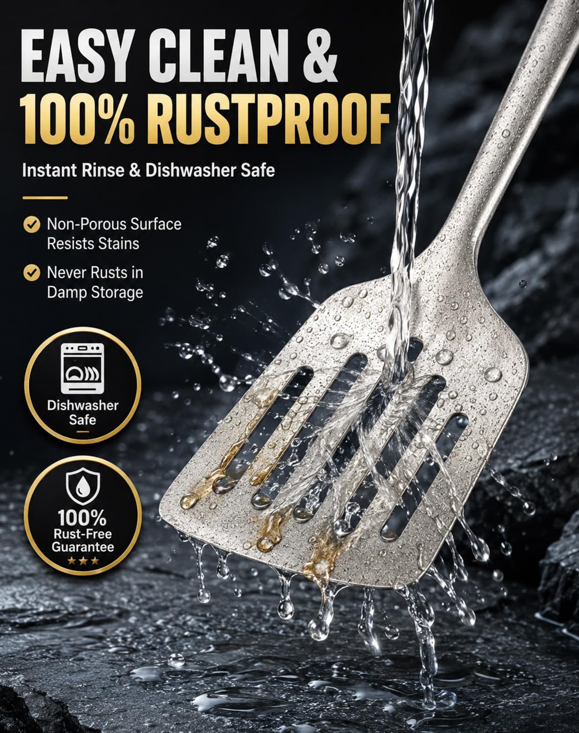 100% Pure Titanium Cooking Utensil & Spatula Set，3PCS
