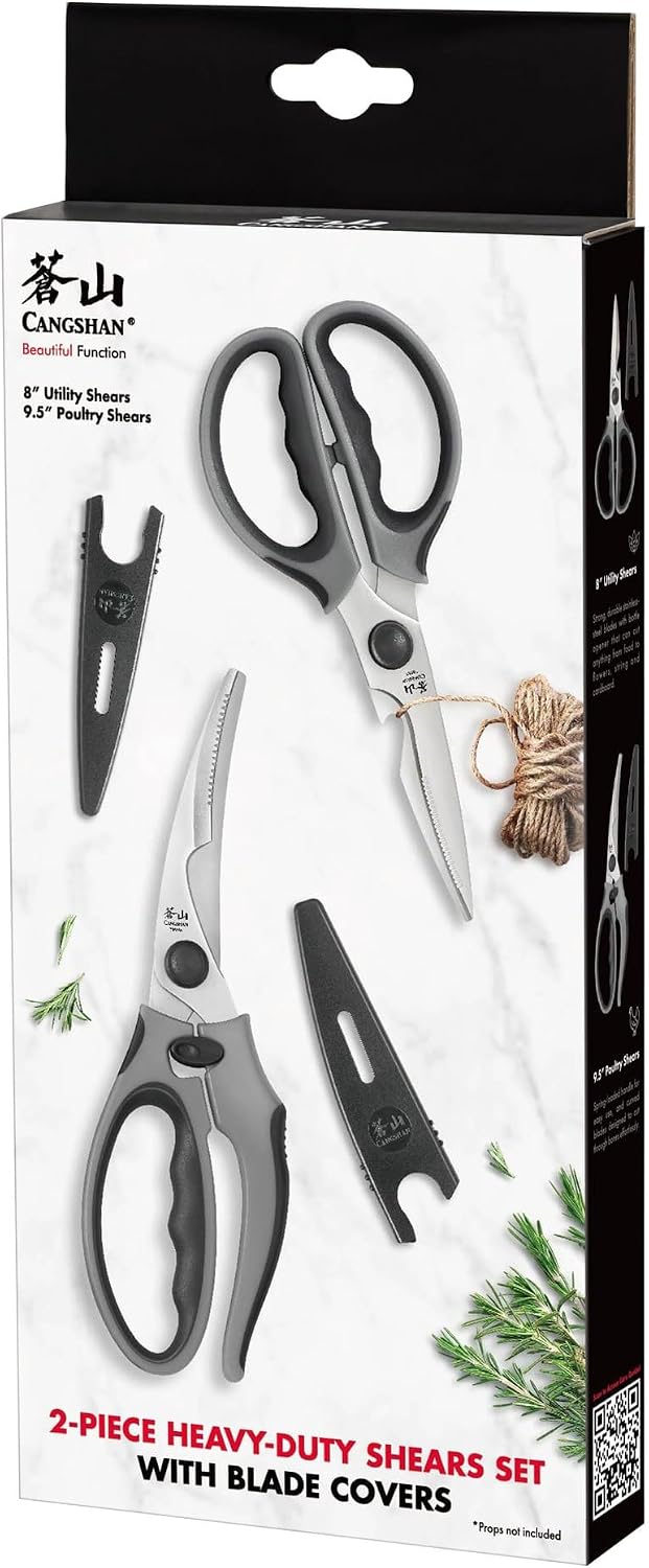 Cangshan 2-Piece Heavy-Duty Shears Set with Guards, Gray, 10300543