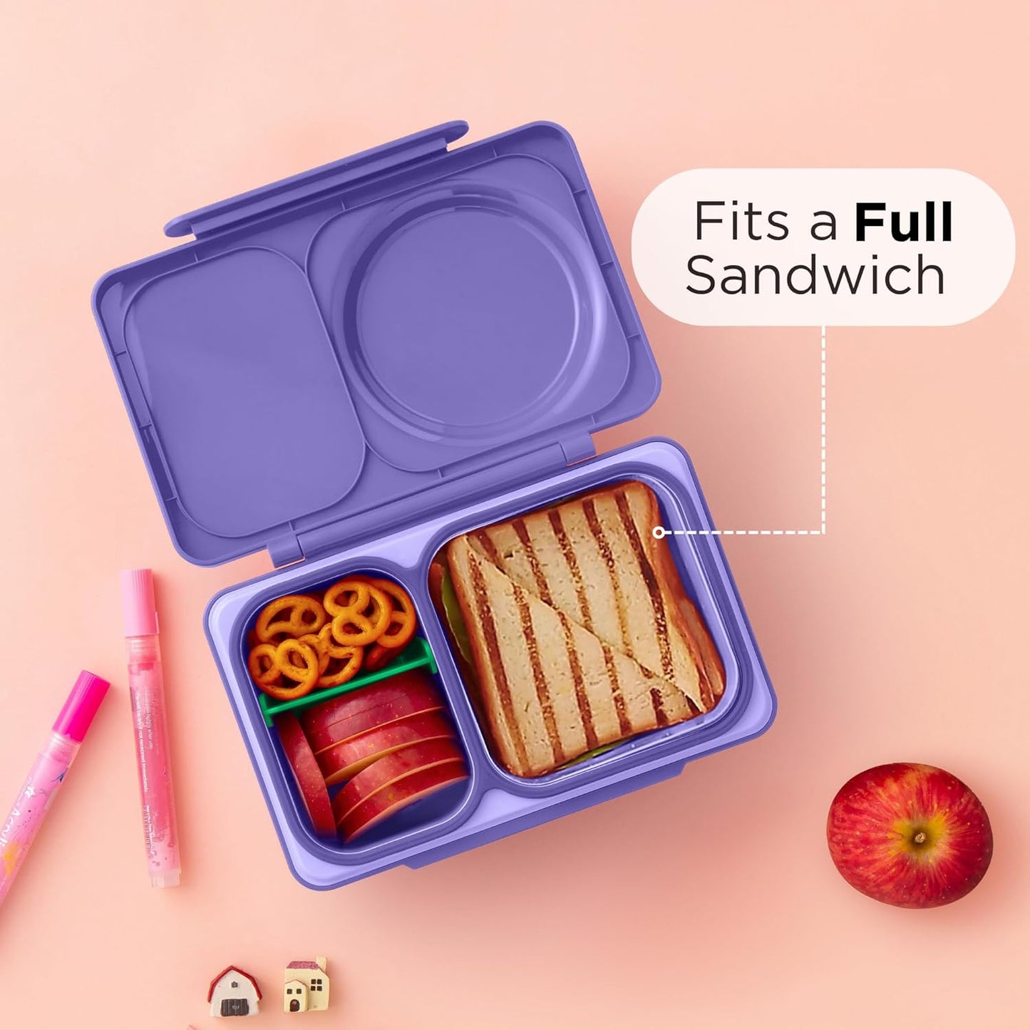 Omie OmieBox UP bento Box for Kids | Insulated Lunch Box | Leak Proof Vacuum Insulated Thermal Food jar | Cooler ice Pack | 2 Compartments (Cherry Pink)