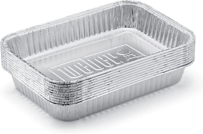 Weber Aluminum Drip Pans 10‑Pack – Disposable Foil Pans for Indirect Cooking, Catching Drippings, Ideal for Roasts, Turkeys & Gravy Drippings - Compatible with Weber Gas Grills - Grill Accessory