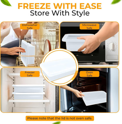 (2 Pack) Large Silicone Freezer Containers For Soup, Pasta Sauce, Leftovers, Broth & More - 6 Cup Reusable BPA Free Non Plastic Food Storage Freezing Ice Trays With Lids & Measurement Lines