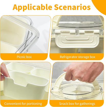 Divided Serving Tray with Lid and Handle, 8 Compartment Snacks Box with Lid and Handle, Portable Snack Box Container for Fruit Candy Nuts - Perfect for Party, Entertaining