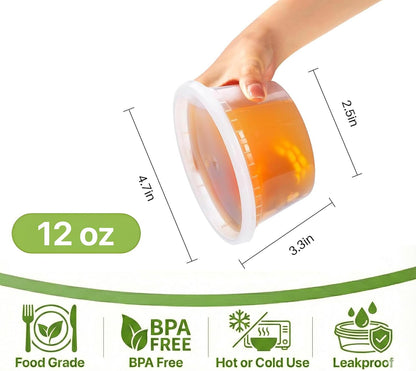 Food Storage Containers [10 Set] x [32 oz] Plastic Deli Containers with Lids Soup Meal Prep Containers | BPA Free | Stackable | Leakproof | Microwave/Dishwasher/Freezer Safe (10 Set, 32 oz)