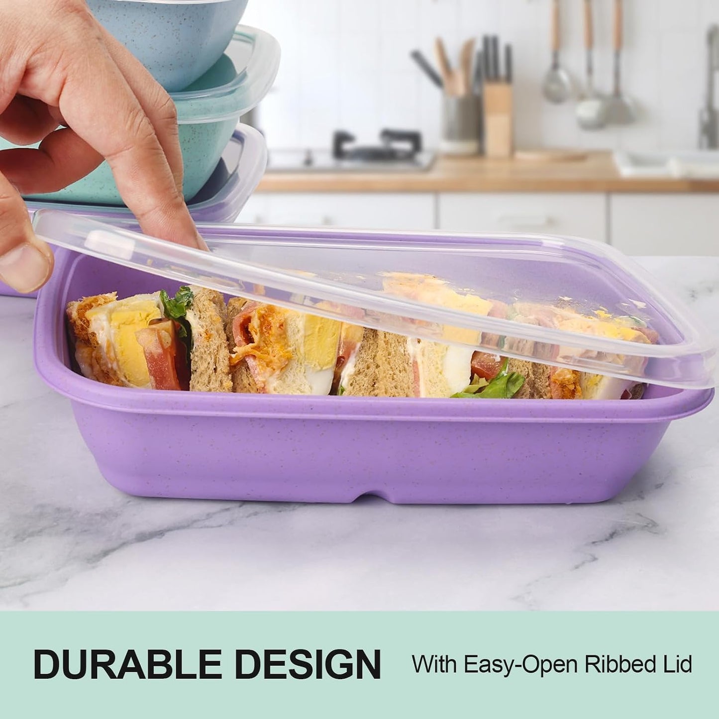 32 oz Meal Prep Containers,10Pcs Reusable Food Storage Containers with Lids | Wheat Straw Bento Lunch Box Container, Leakproof To Go Food Containers Stackable BPA Free, Microwave Freezer Dishwasher Safe