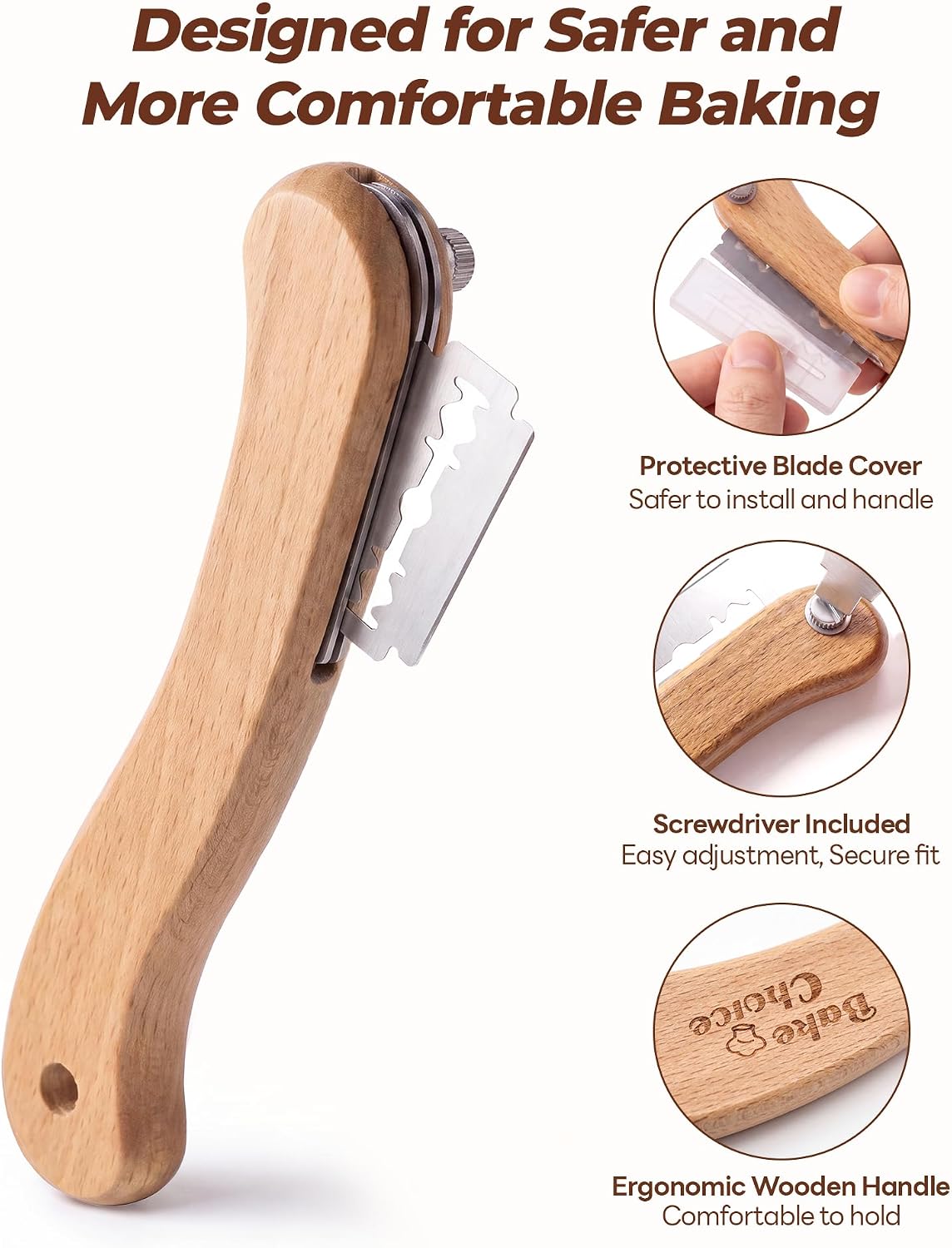 Bake Choice Bread Lame, Sourdough Scoring Tool with Ergonomic Wooden Handle