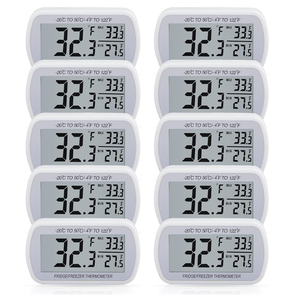 AEVETE Waterproof Digital Refrigerator Freezer Thermometer Large LCD