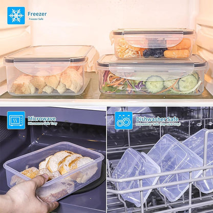 3 Pack Food Storage Containers with Lids, Meal Prep Containers Reusable, BPA-Free, Leak Proof Plastic Food Storage