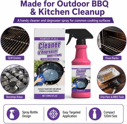 Cleaner and Degreaser for Grill, Fast-Acting Heavy-Duty Grill Degreaser Spray, BBQ Grill Cleaner for Outdoor Grills, Grease Remover for Grates, Smoky Stains and Kitchen Cleaning (3 PCS)