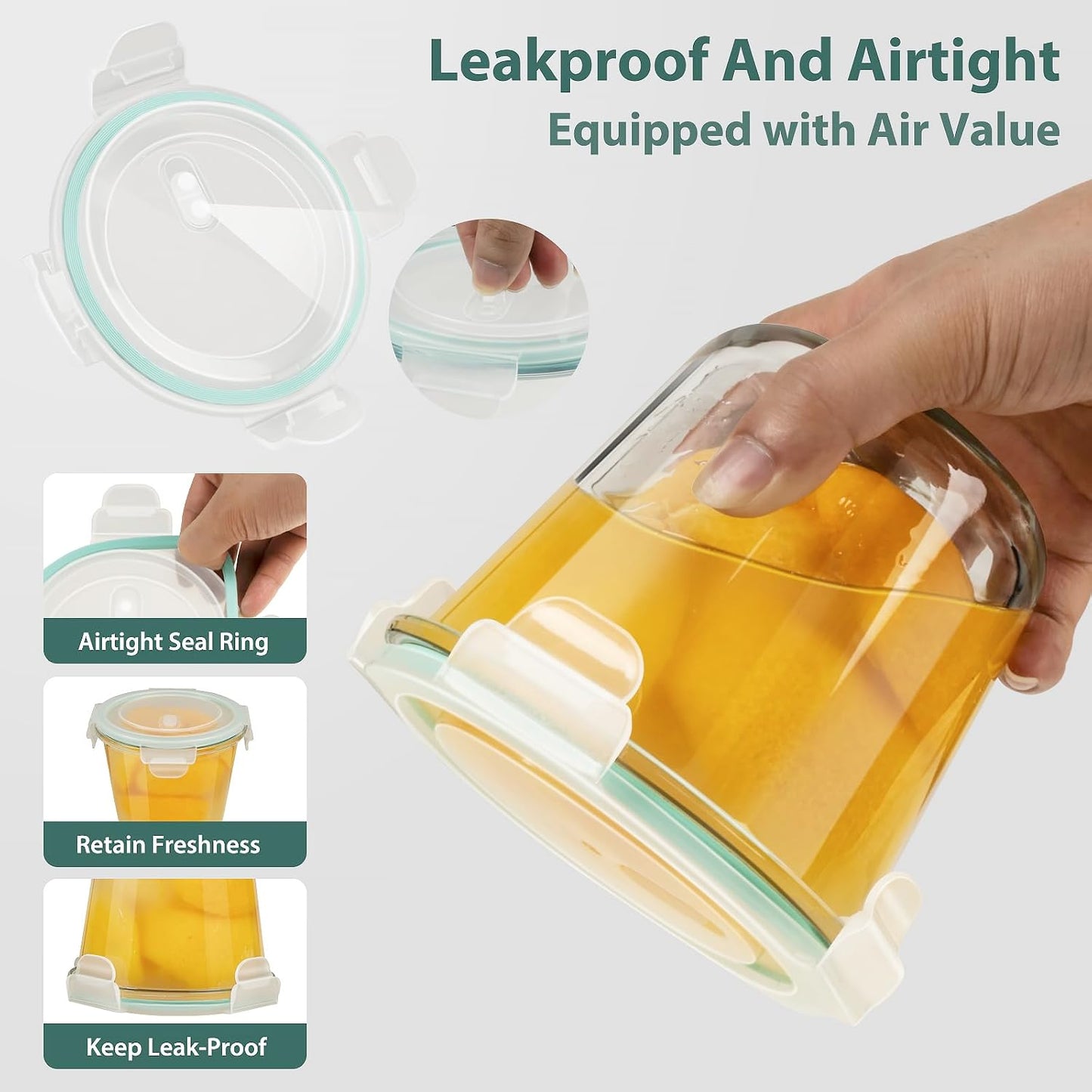 Freshmage 23oz Glass Meal Prep Containers with Lids, Airtight 3-Cup Glass Storage Containers Set, Heat-Resistant BPA-Free for Soup, Leftover, Microwave, Dishwasher, and Freezer Safe (6 Packs)