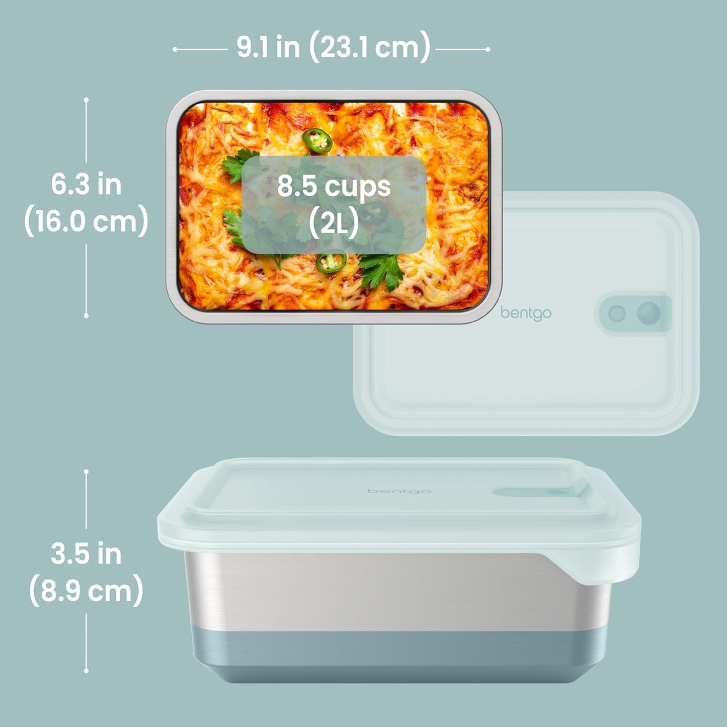 Bentgo MicroSteel Heat & Eat Container – Microwave-Safe, Leak-Proof & Airtight, Easy-to-Clean Lightweight Stainless Steel Reusable Food Storage with Silicone Lid (Snack Size; 2-Cup Capacity; Rose)
