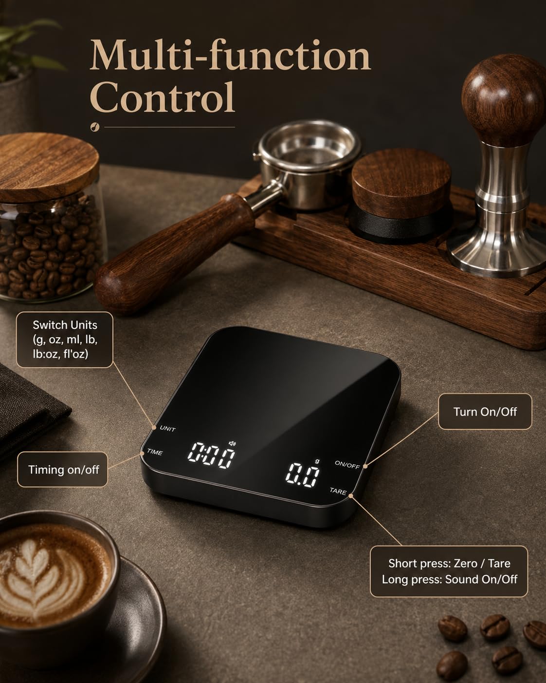 Espresso Coffee Scale with Timer, 0.1g Precision Mini Scale