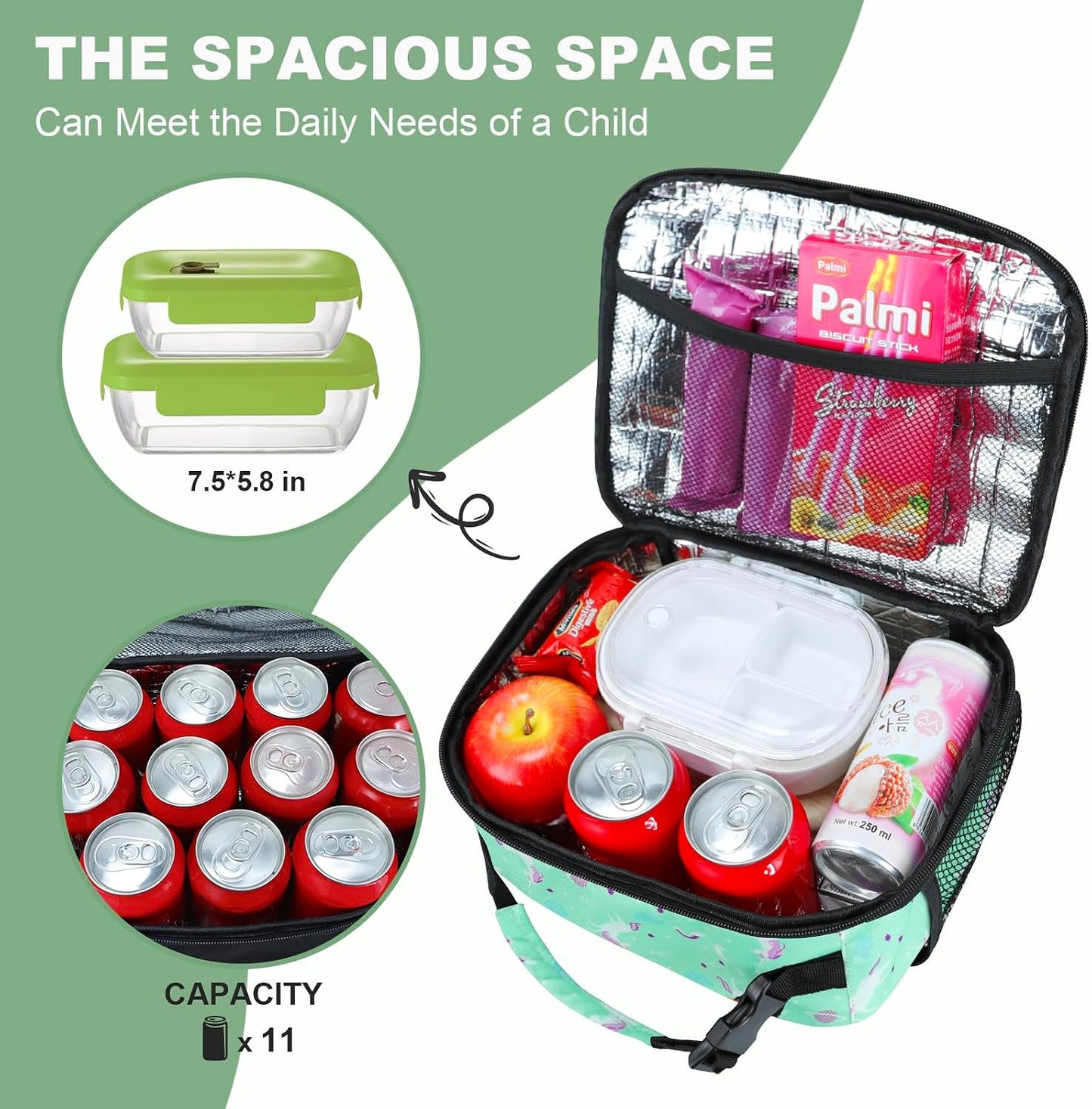 Kids Lunch Box for Boys Girls Lunch Bag Insulated Durable Lunchbox Children Lunch Tote Bag for School Black
