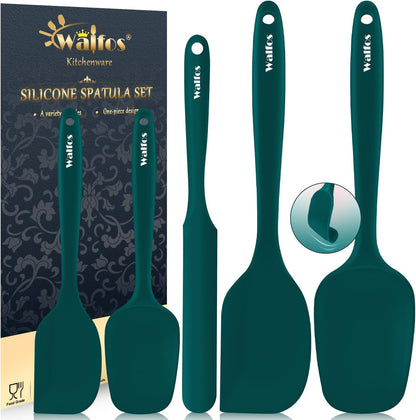 Walfos 600°F High Heat Resistant Silicone Spatula Set of 5- Food Grade Rubber Spatula Set for Baking Cooking & Mixing - BPA Free, Non Stick and Dishwasher Safe,black