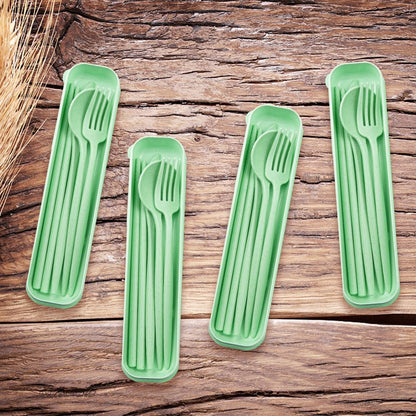 ELANE 4 Sets Reusable Travel Utensils Set with Case,Camping Cutlery Set Reusable Cutlery Set with Case,Utensil Sets for Lunch Picnic Daily Use Outdoor
