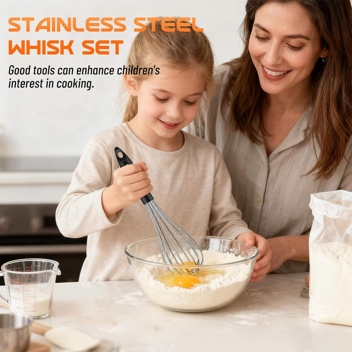 NileHome 3-Pack Stainless Steel Whisk Set, Kitchen Utensils for Cooking
