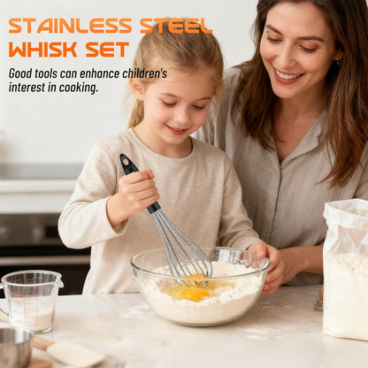 NileHome 3-Pack Stainless Steel Whisk Set, Kitchen Utensils for Cooking