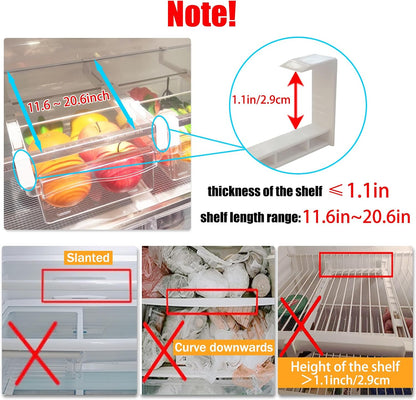 URALFA 2 Pack Fridge Drawer Organizer Egg Holder For Refrigerator Pull Out, Refrigerator Drawers for Fruit and Vegetable, Transparent Organization and Storage Box Fit for Fridge Shelf