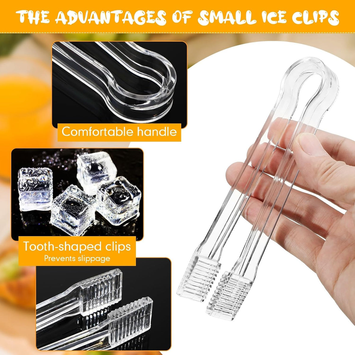 Nuogo Plastic Buffet Serving Tongs 6.3 Inch One-off Clear Tongs